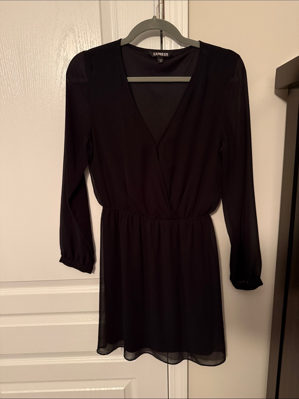 Express Black Chiffon Mini Wrap Dress